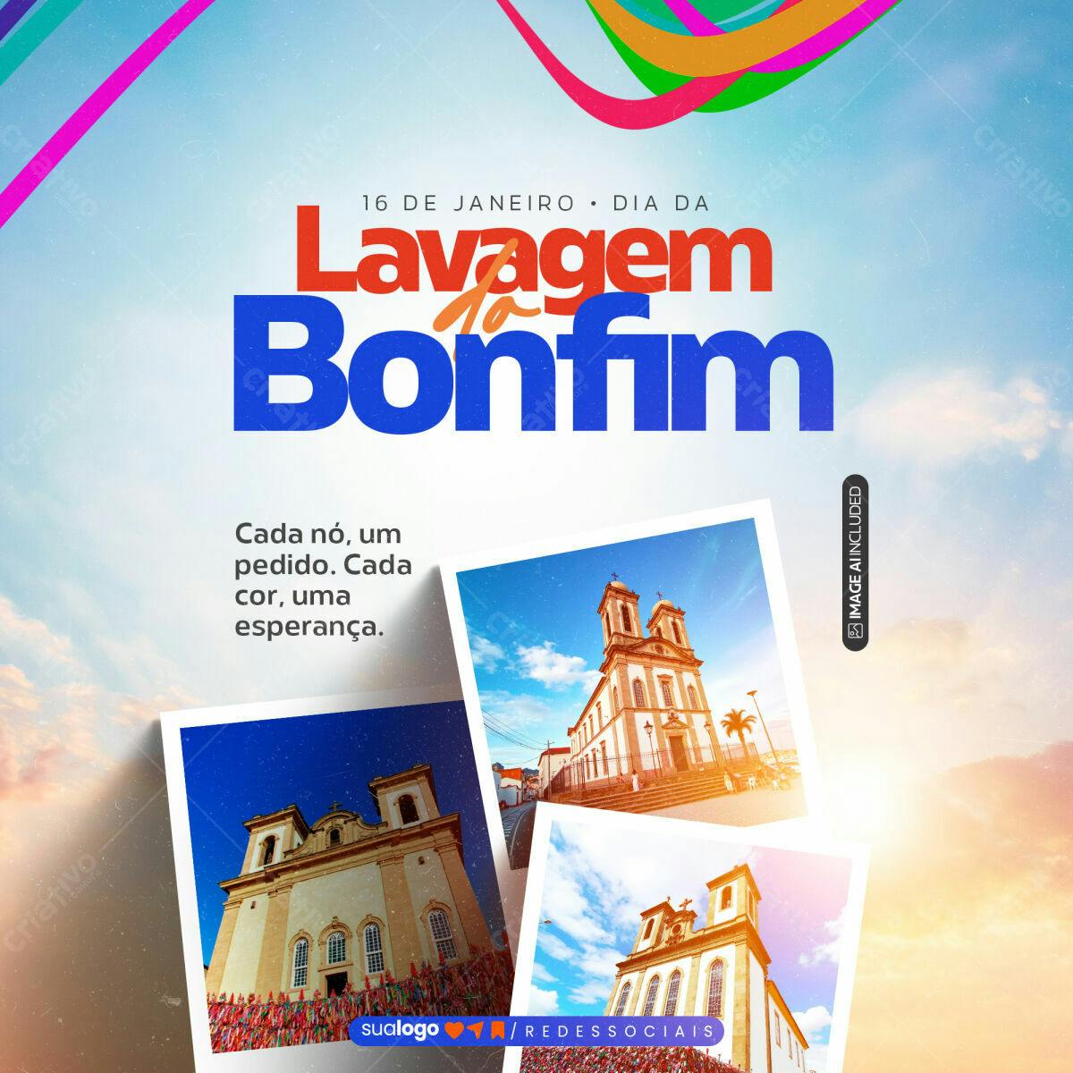 Flyer para Lavagem do Bonfim PSD Editável