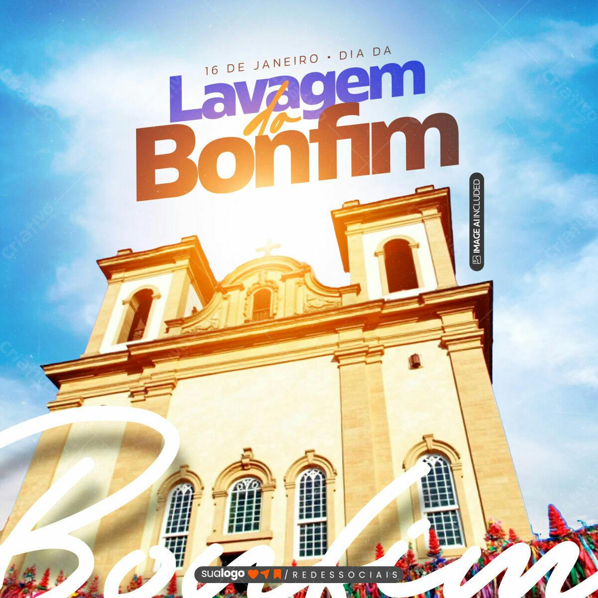 Flyer Lavagem do Bonfim PSD Editável