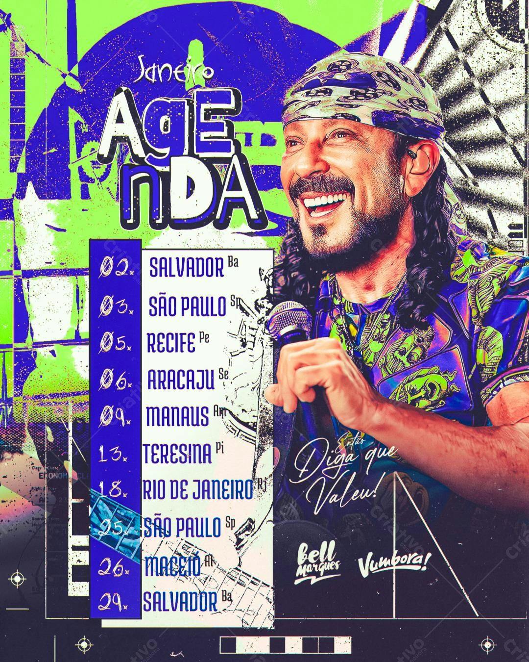 Flyer Agenda Janeiro Bell Marques PSD Editável