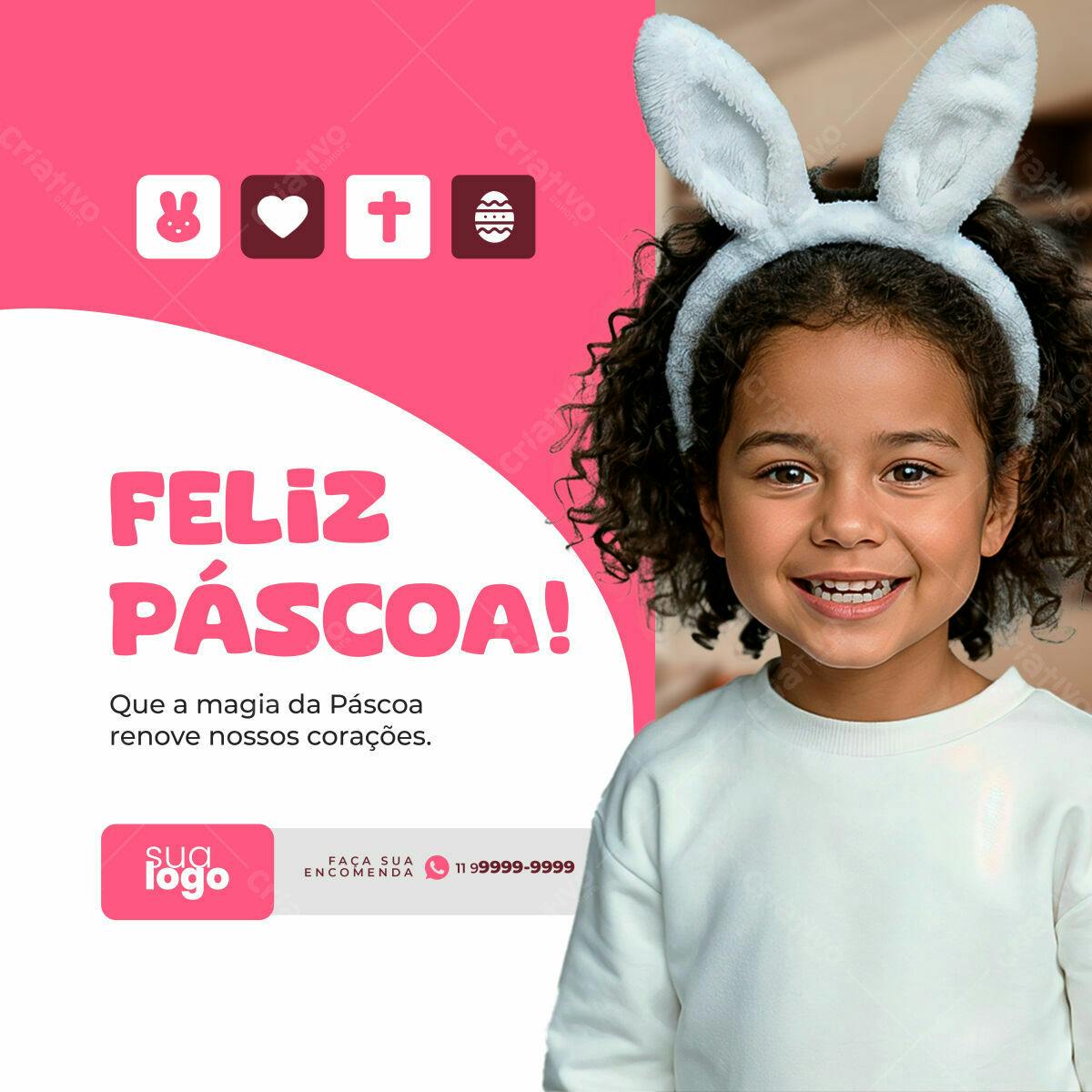 Postagem Feliz Páscoa PSD Editável