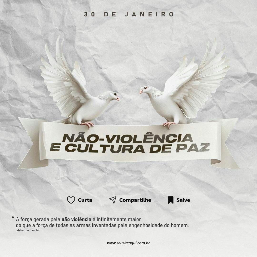 Flyer Dia da Não-Violência e Cultura da Paz PSD Editável