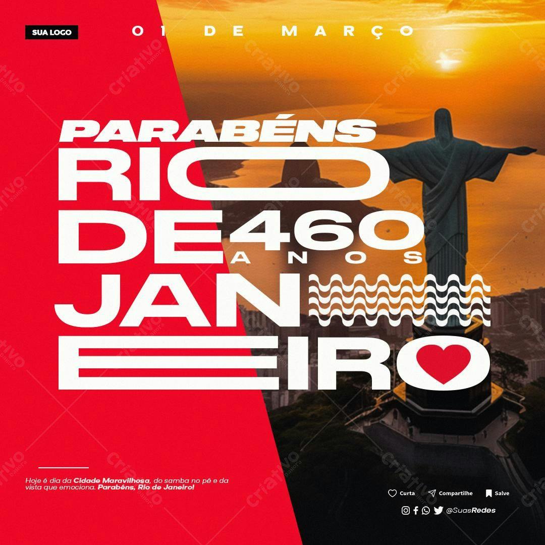 Flyer Aniversário Rio de Janeiro 460 anos PSD Editável