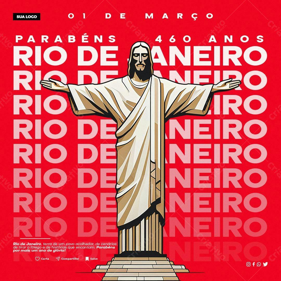 Flyer Aniversário Rio de Janeiro 460 Anos PSD Editável