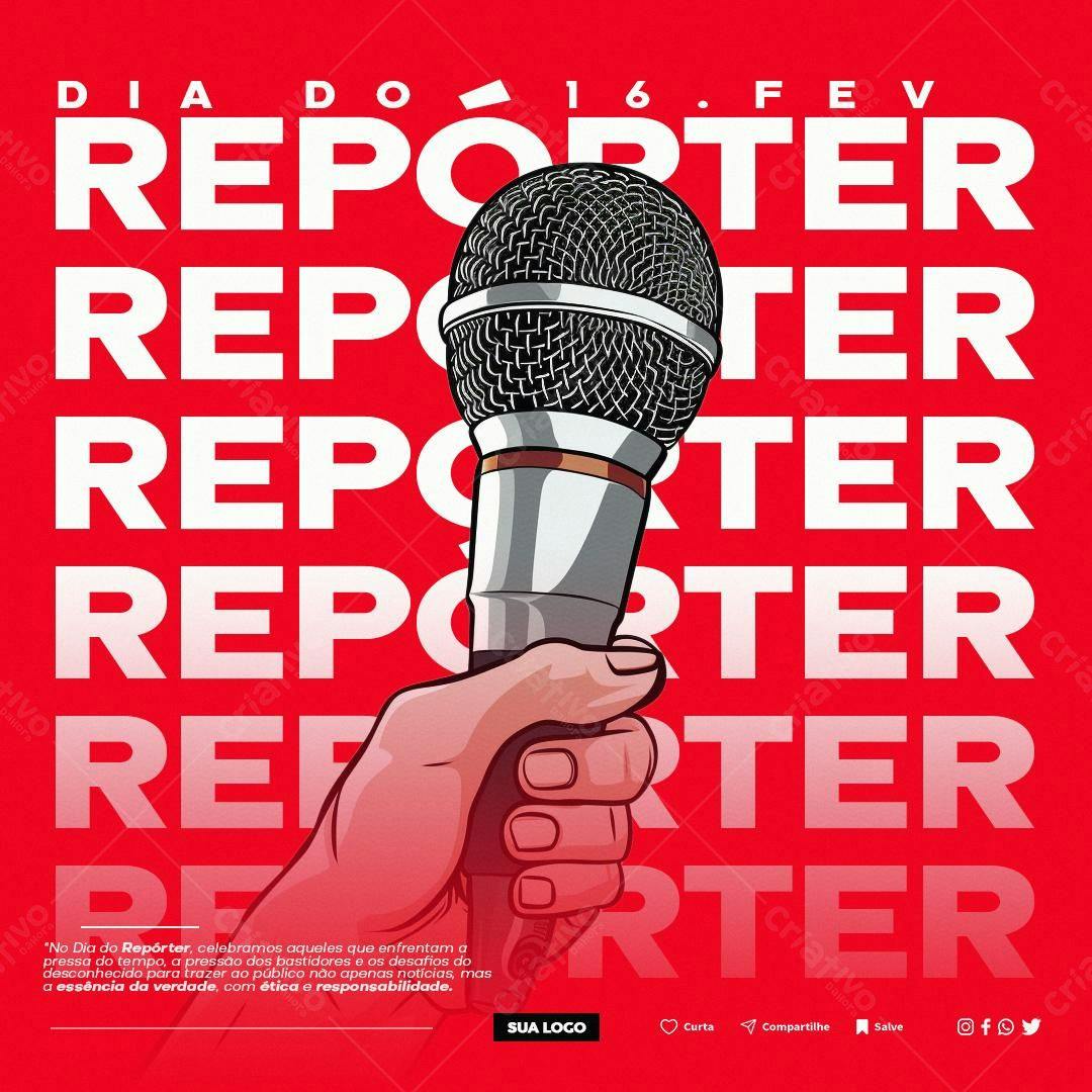 Flyer Dia do Repórter PSD Editável
