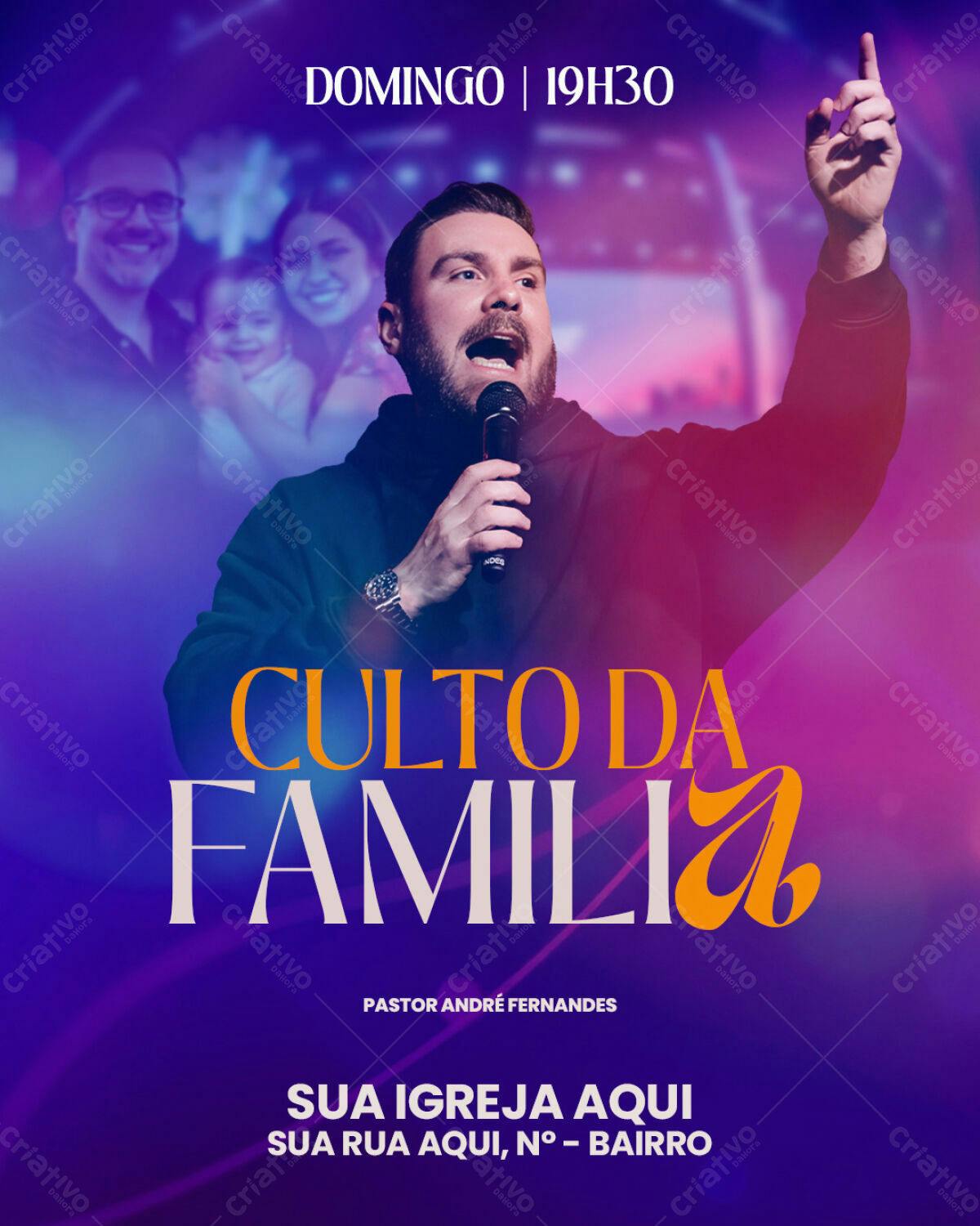 Flyer para Culto da Família PSD Editável