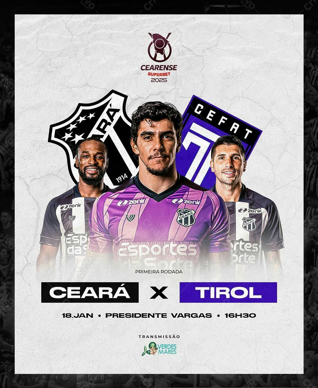 Flyer para Jogo de Futebol Ceará x Tirol PSD Editável