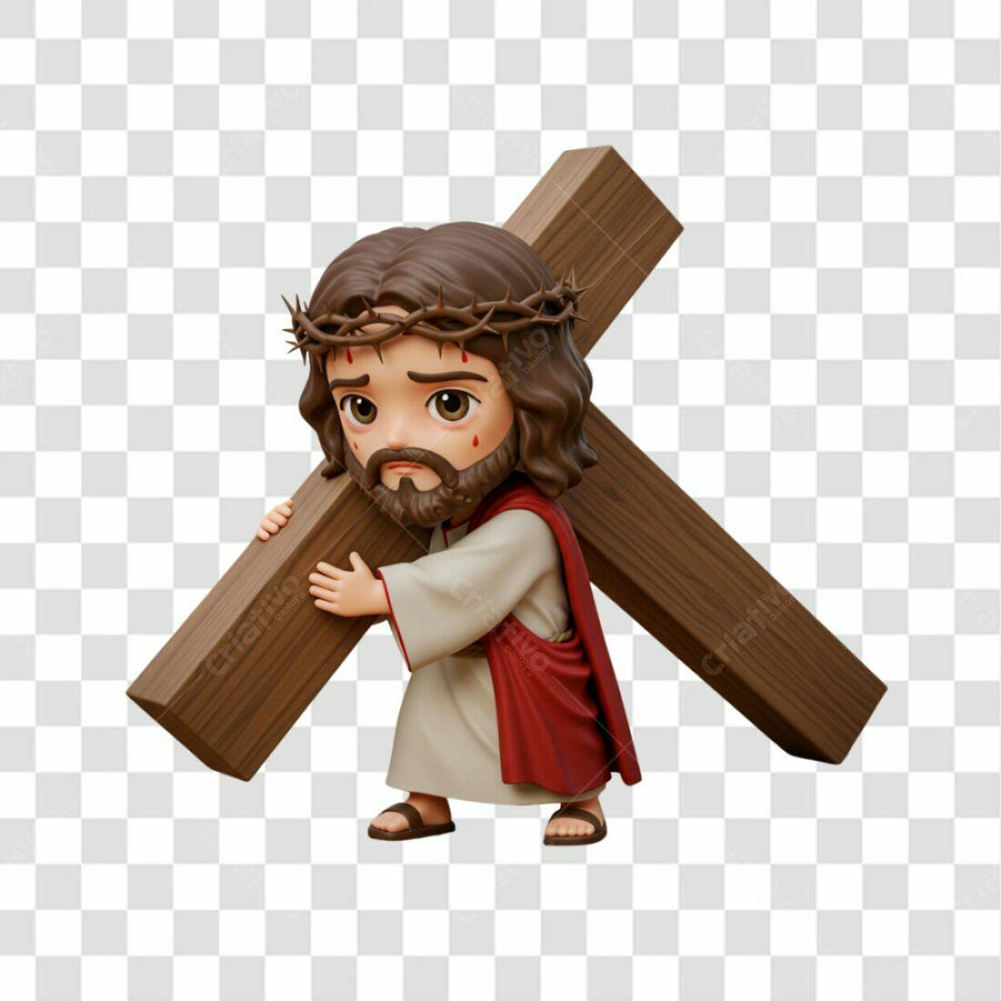 Icone Jesus carregando a cruz PNG com fundo transparente