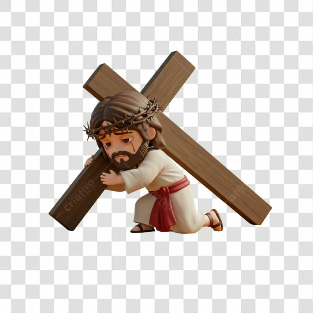 Icone Jesus carregando a Cruz Semana Santa PNG com fundo transparente