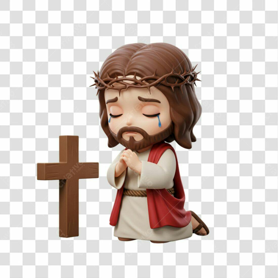 Icone Jesus orando PNG com fundo transparente