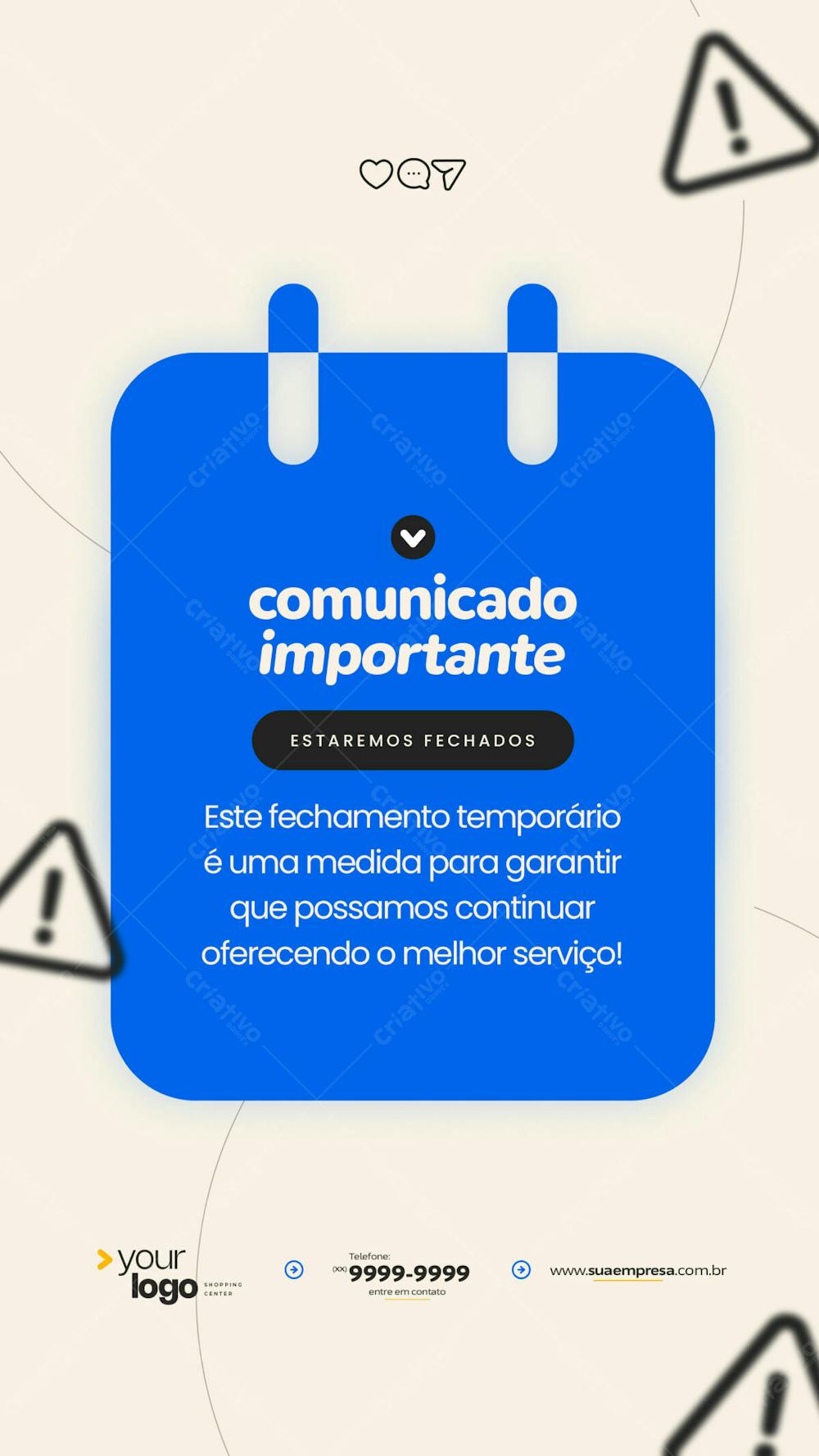 Comunicaremos Que Nossa Empresa Estará Fechada, Aviso Importante