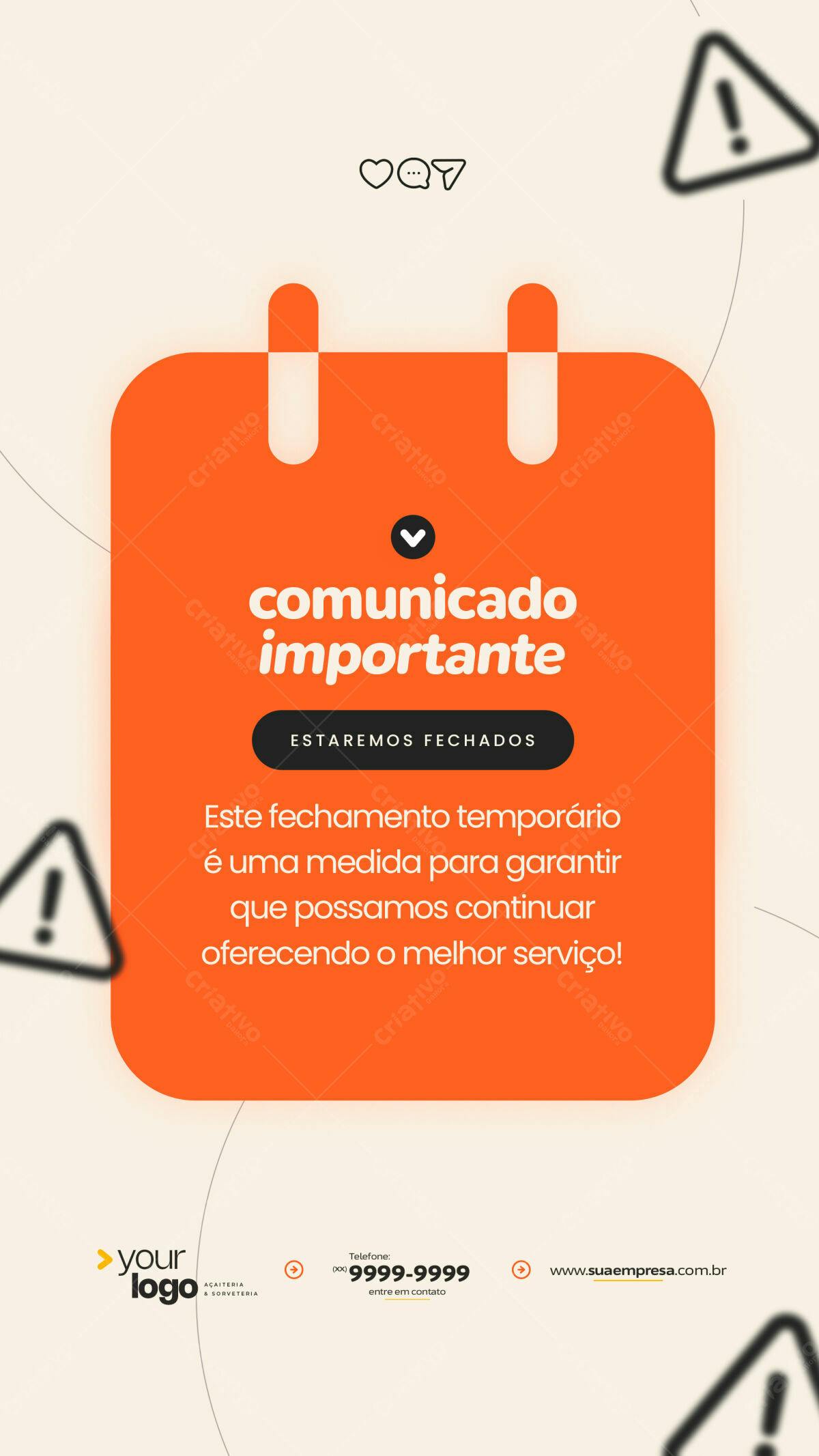 Comunicado de Fechamento Temporário PSD Editável