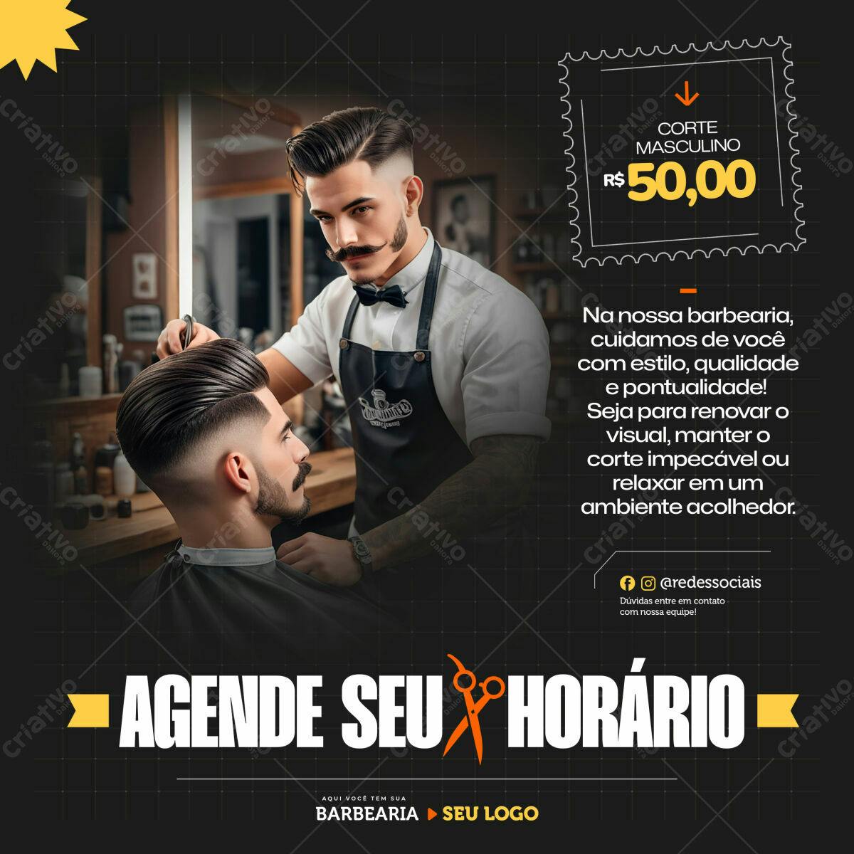 Post para Barbearia PSD Editável