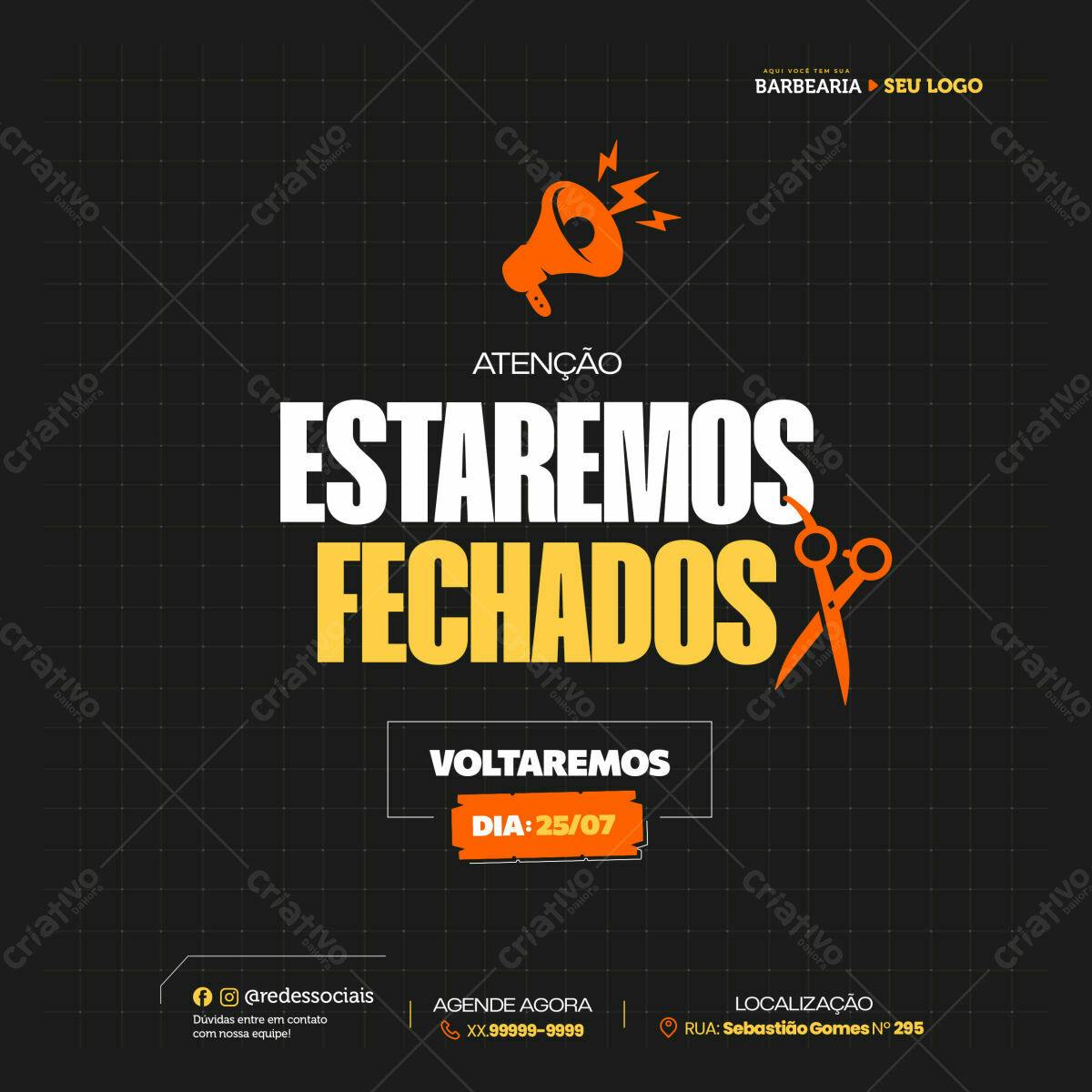 Flyer para Barberia Fechada PSD Editável
