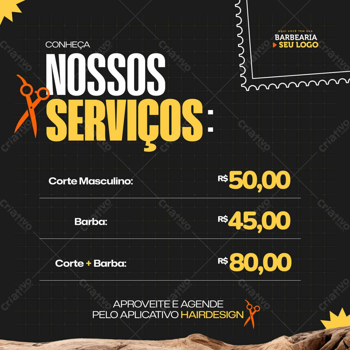 Cardápio Barbearia PSD Editável