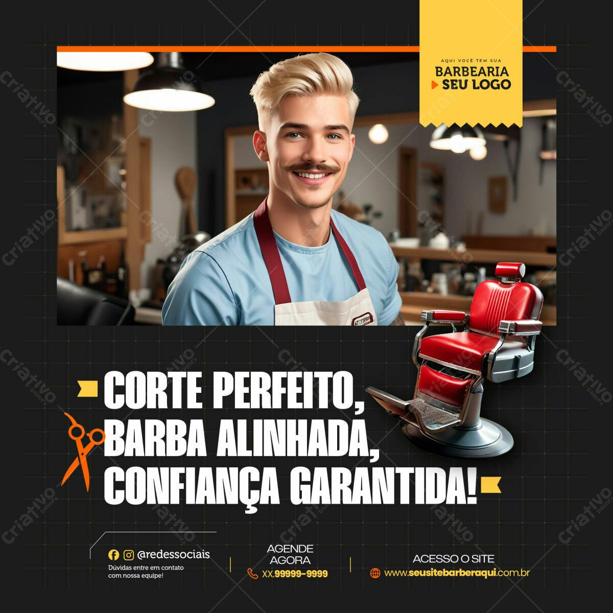 Post para Barbearia PSD Editável