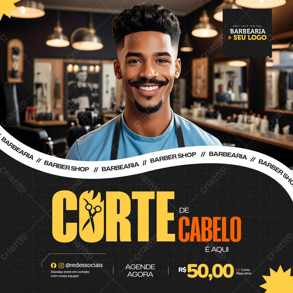 Flyer para Barbearia PSD Editável