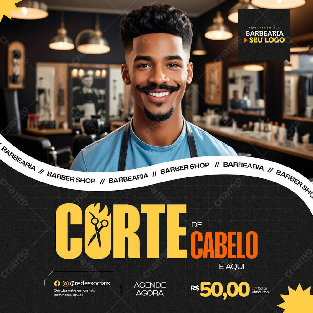 Corte De Cabelo É Aqui Em Nossa Barbearia