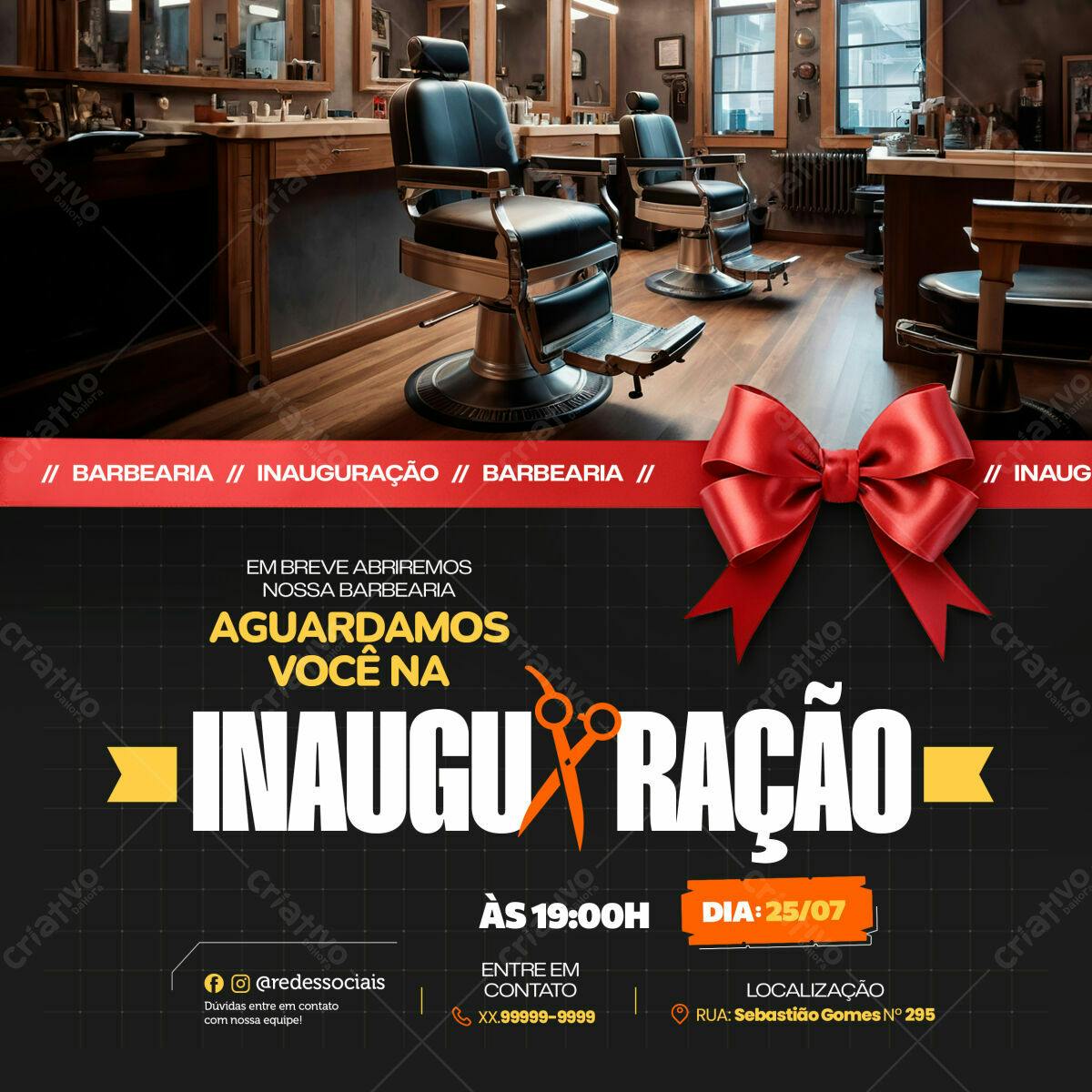 Flyer Inauguração Barbearia PSD Editável