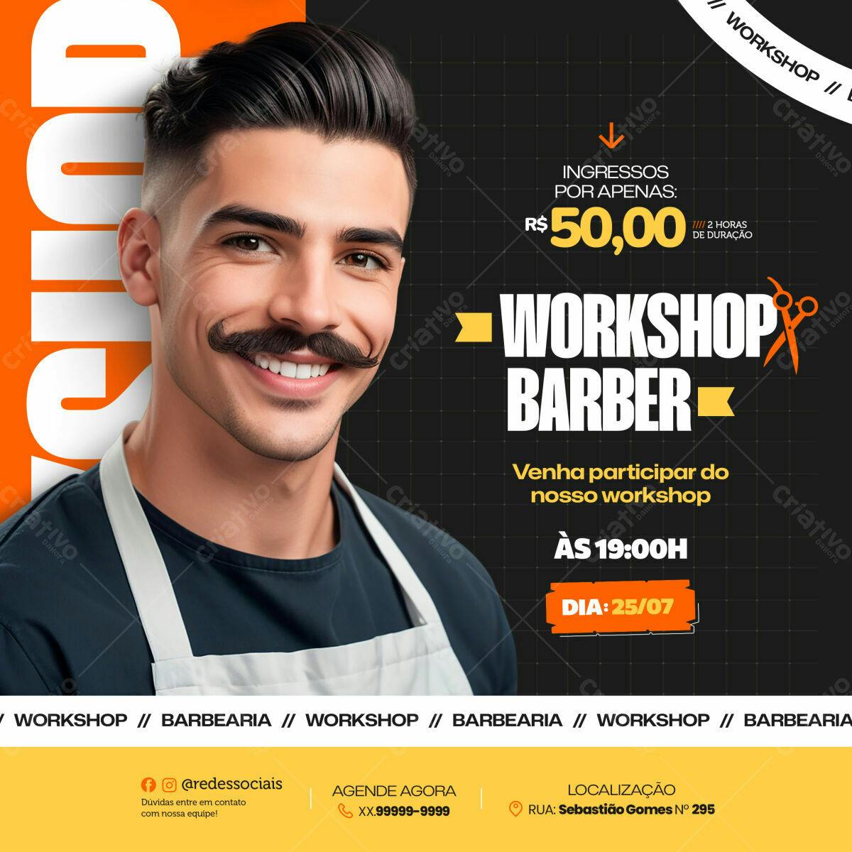 Flyer Workshop Barbeiro PSD Editável