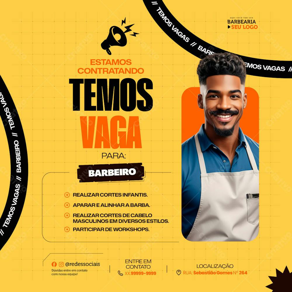 Oportunidade De Vaga Em Nossa Barbearia, Faça Parte Da Nossa Equipe