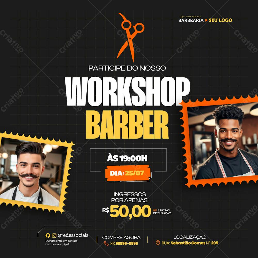 Participe Do Nosso Workshop Barber, Garanta Já O Seu Ingresso