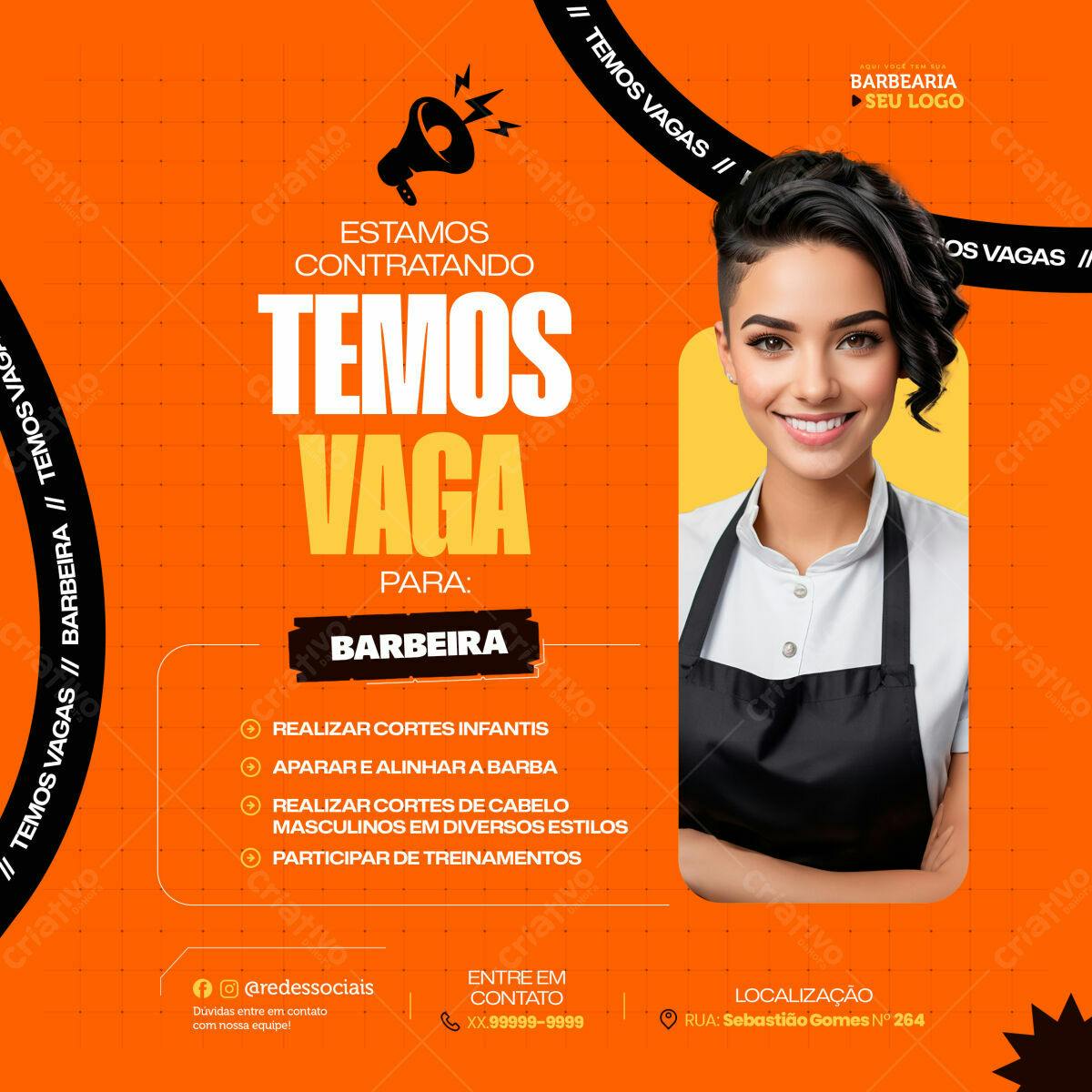 Postagem Vaga Barbeiro PSD Editável