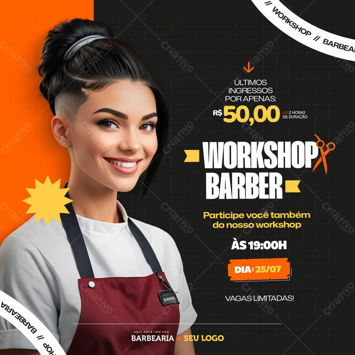 Flyer para Workshop Barber PSD Editável
