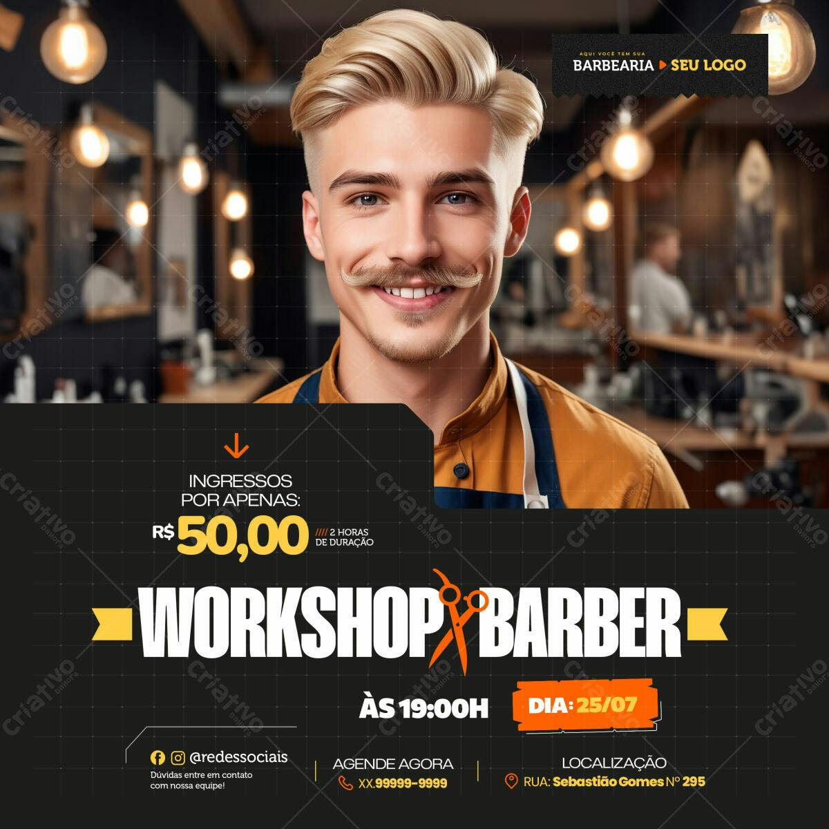 Flyer Workshop Barber PSD Editável