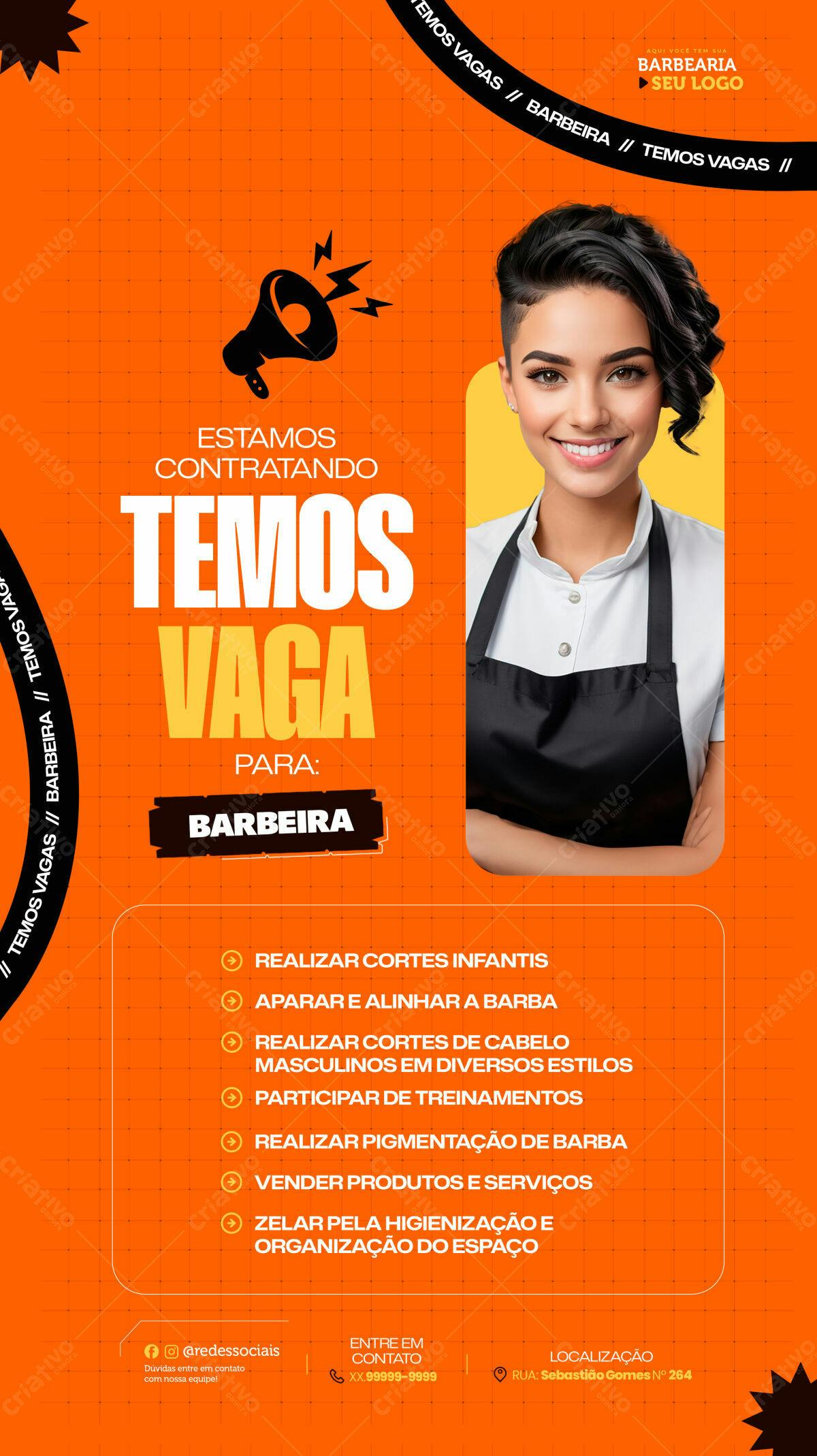 Flyer Vaga Barbeiro PSD Editável