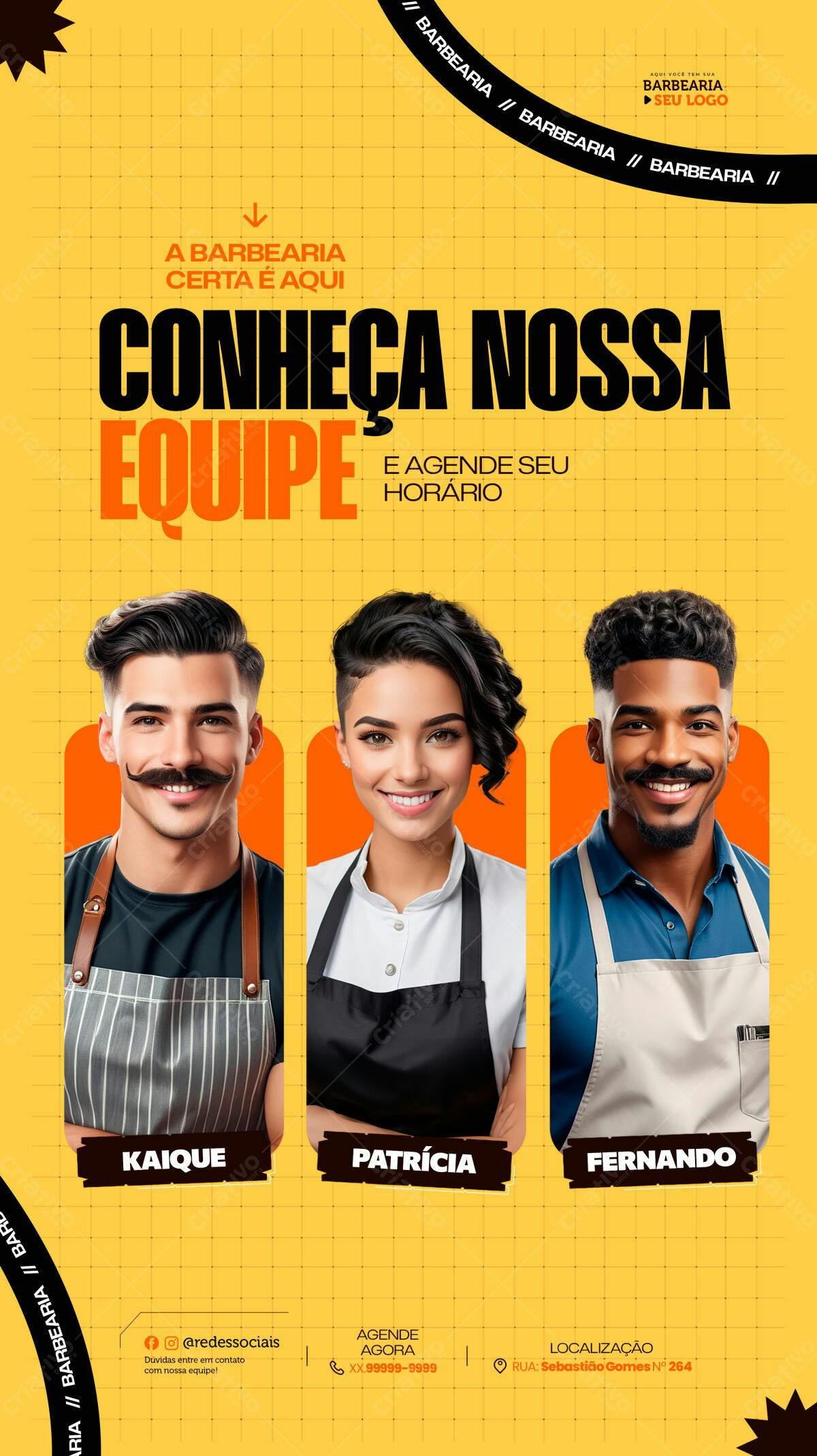 Flyer para Equipe de Barbearia PSD Editável