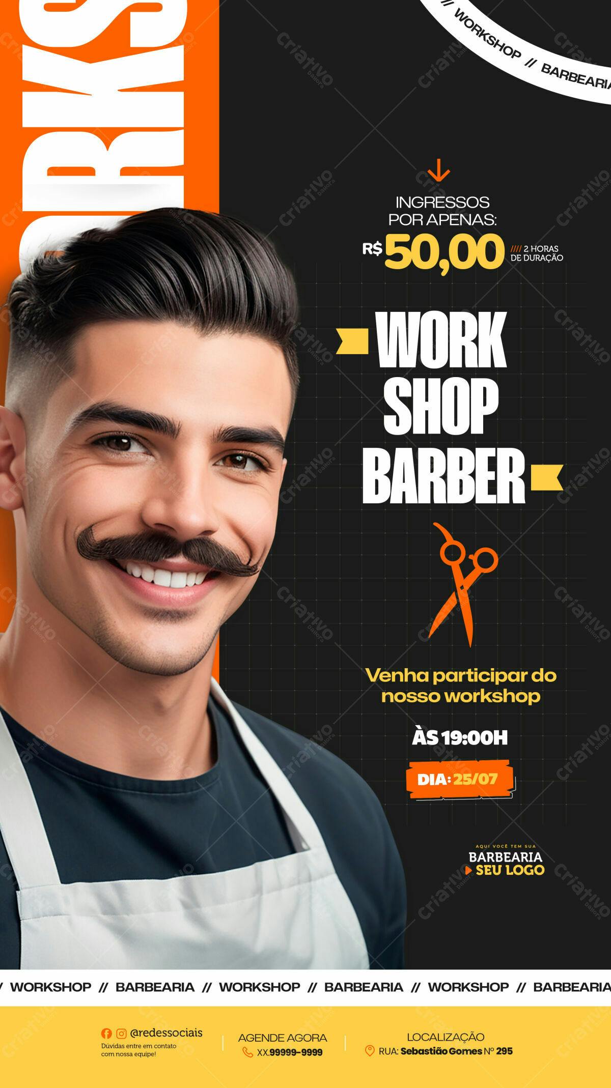 Flyer Workshop Barber PSD Editável