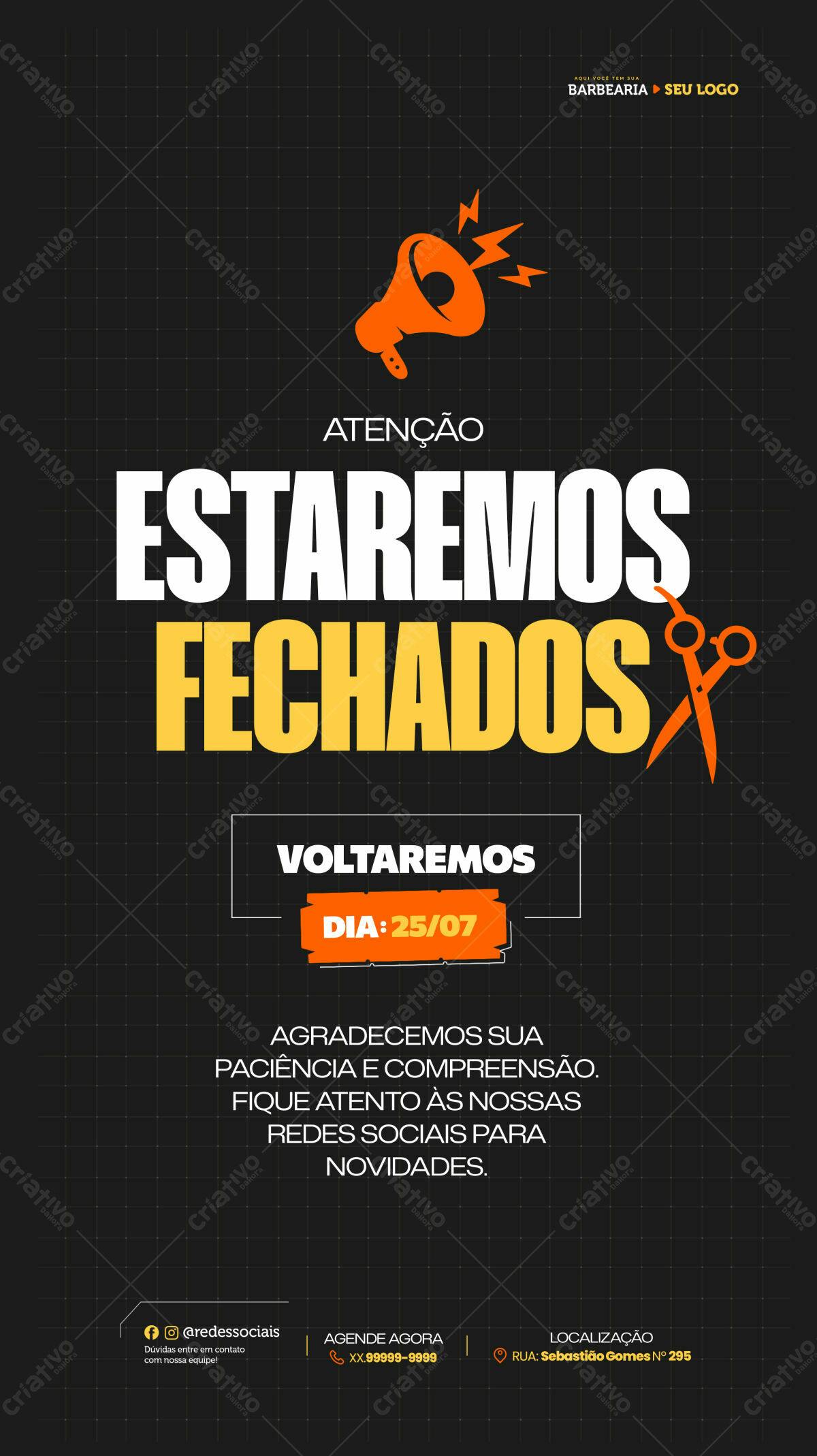Flyer para Feriado de Barbearia PSD Editável