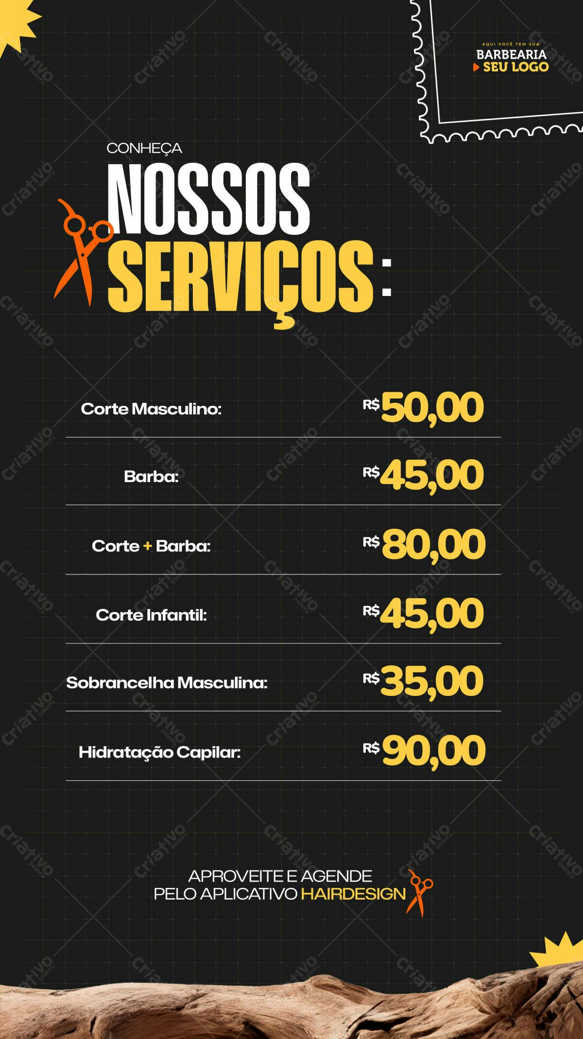 Cardápio Barbeiro PSD Editável