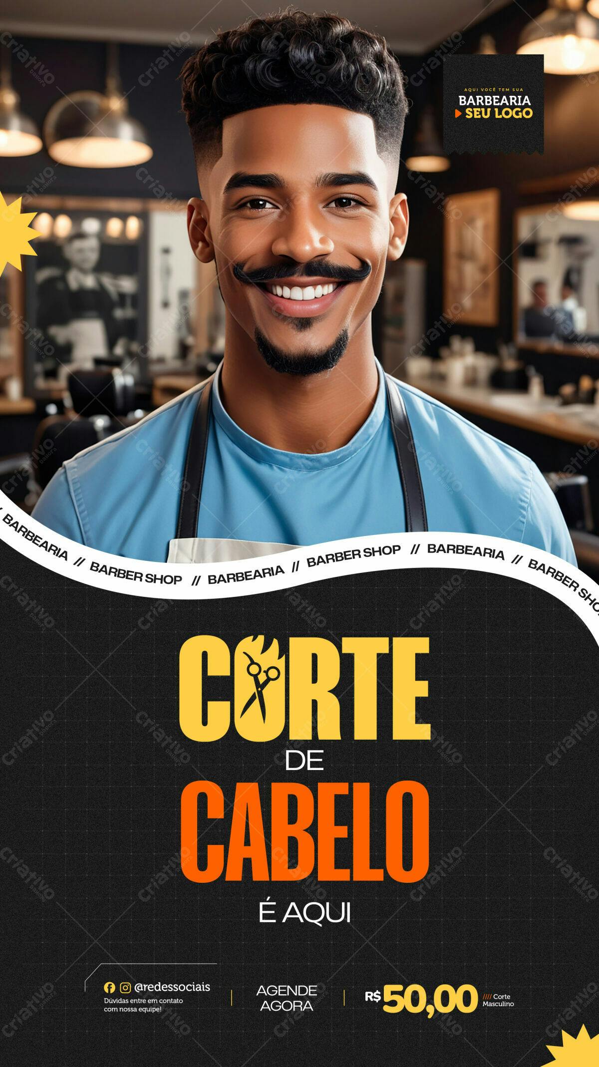 Flyer para Barbearia PSD Editável
