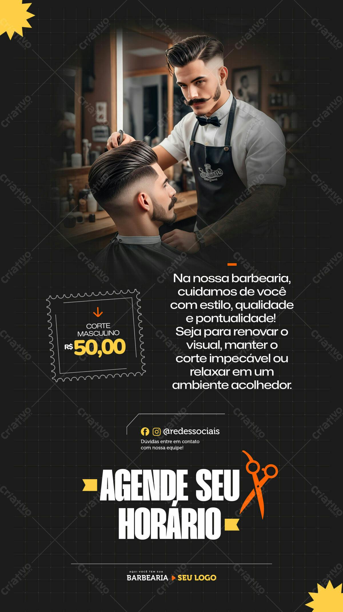 Flyer para Barbearia PSD Editável