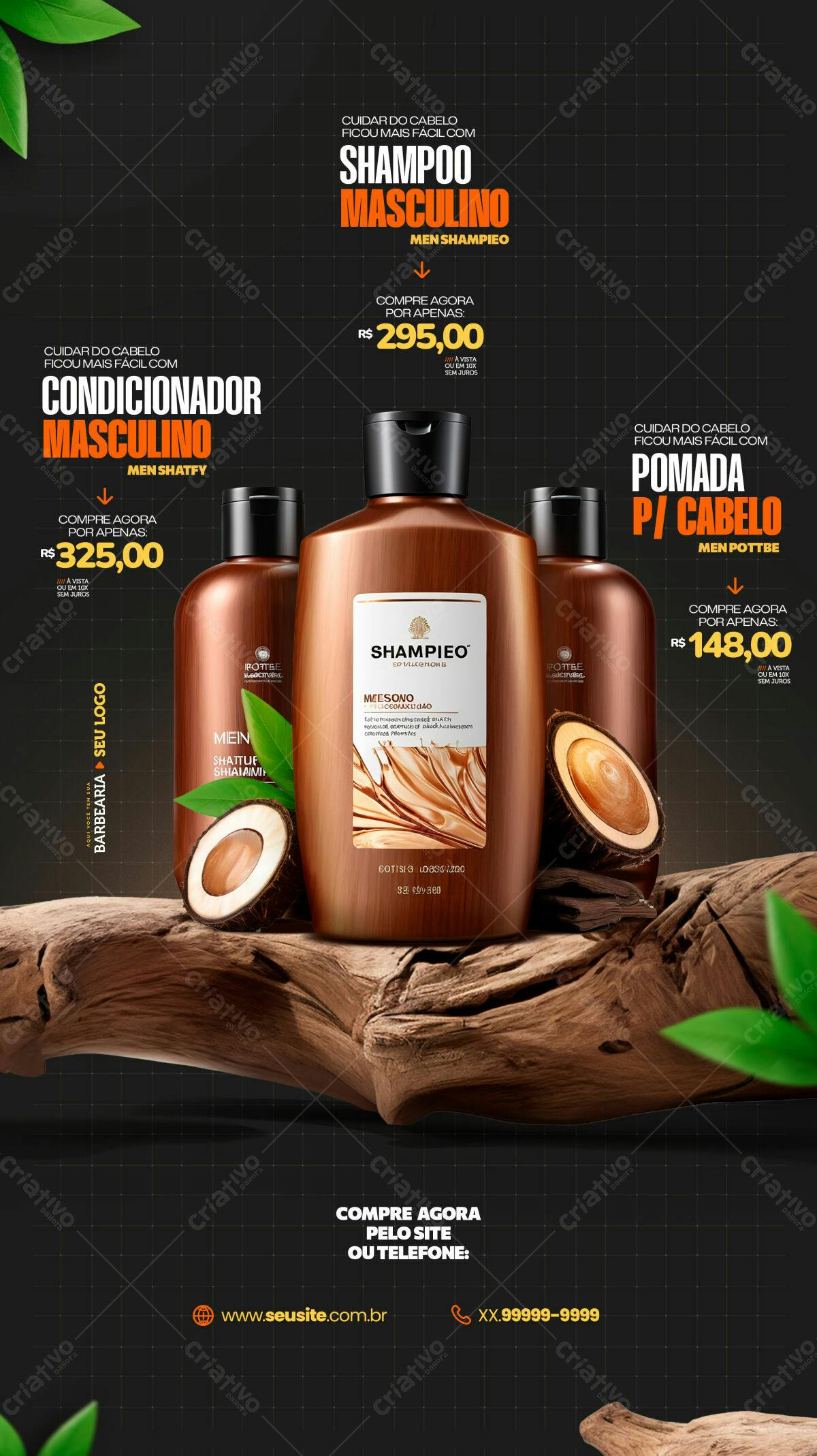 Flyer Produtos Capilares Masculinos PSD Editável