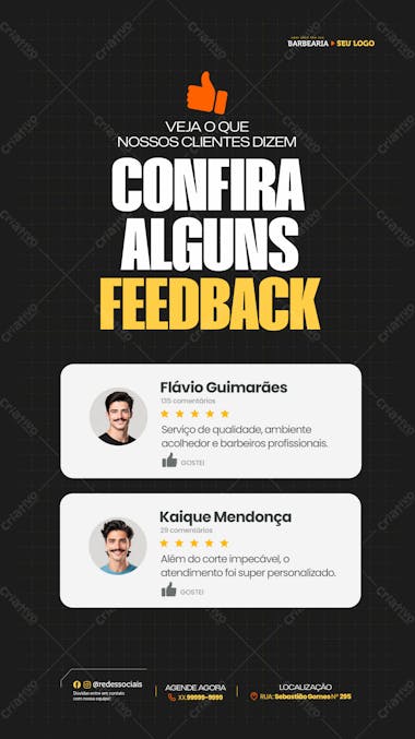 Veja Alguns Feedbacks De Clientes Sobre Nossa Barbearia