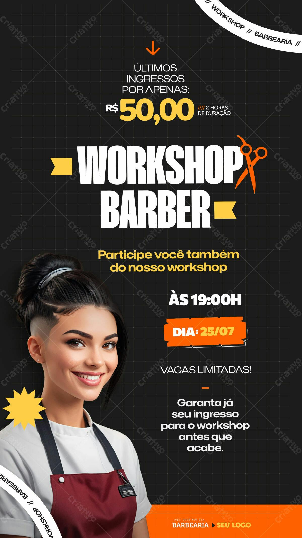 Flyer Workshop Barber PSD Editável