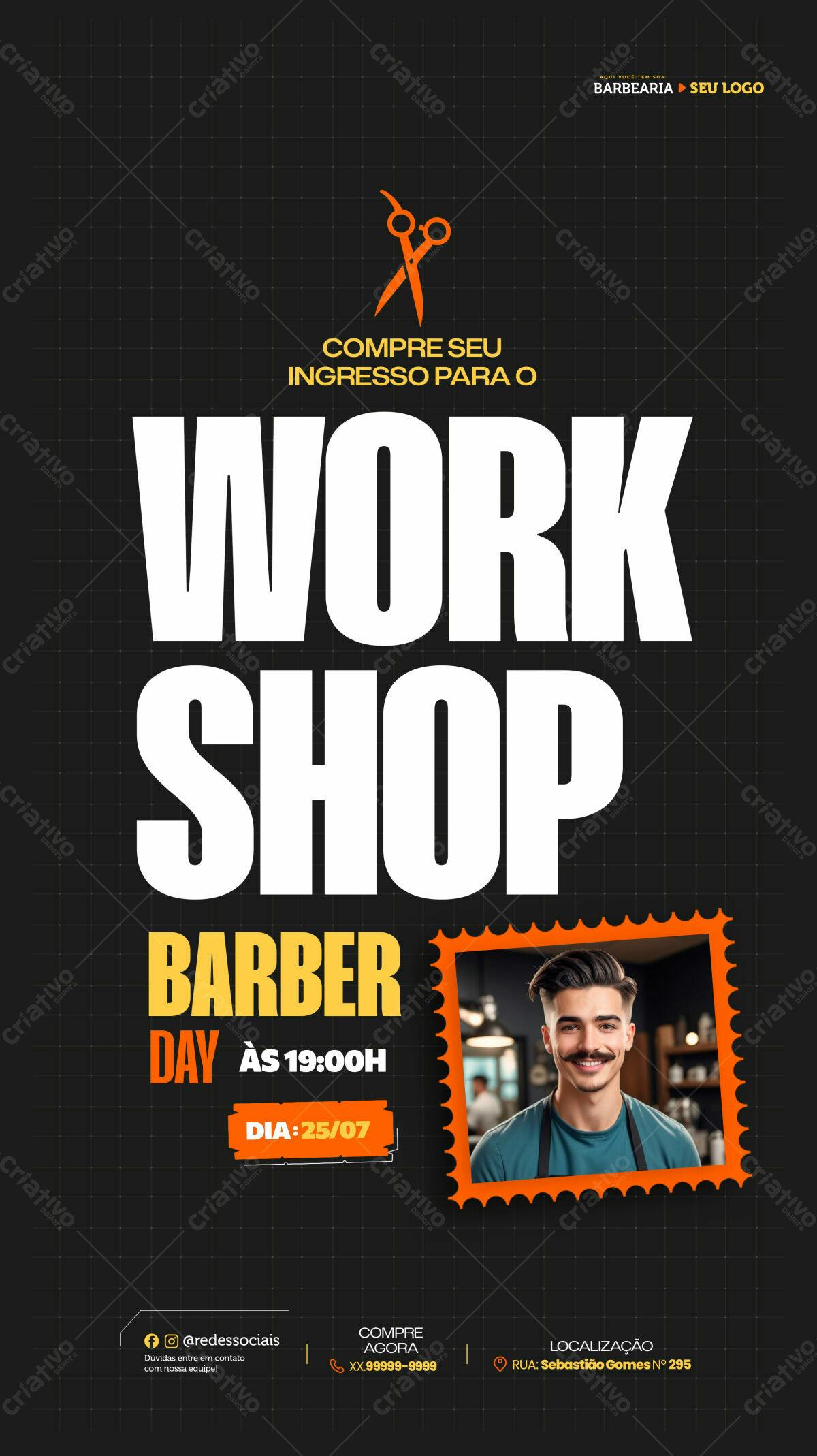 Flyer para Workshop Barber Day PSD Editável