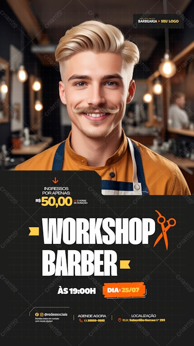 Flyer Workshop Barber PSD Editável