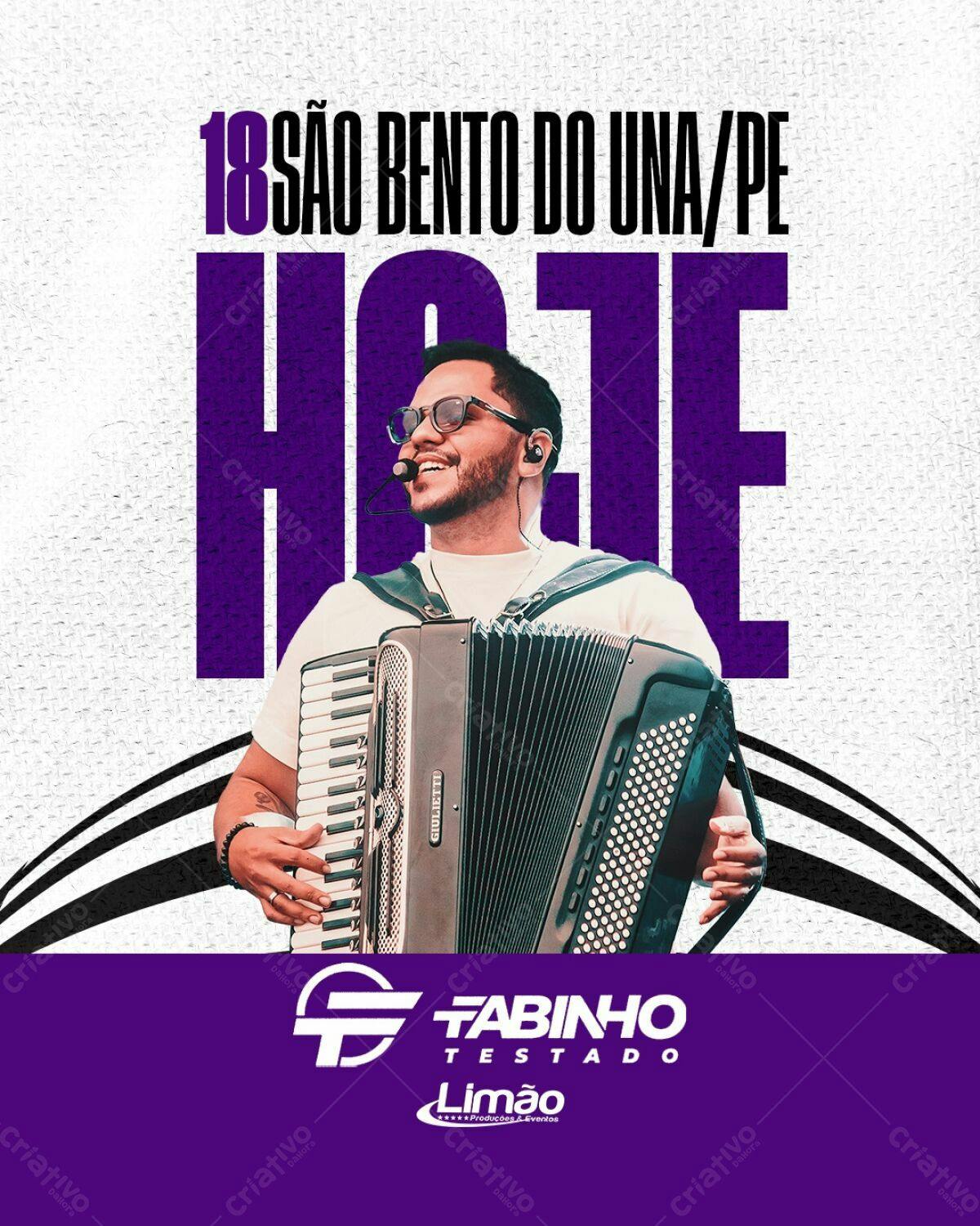 Flyer para Show Musical de Tabinho Testado em São Bento do Una PSD Editável