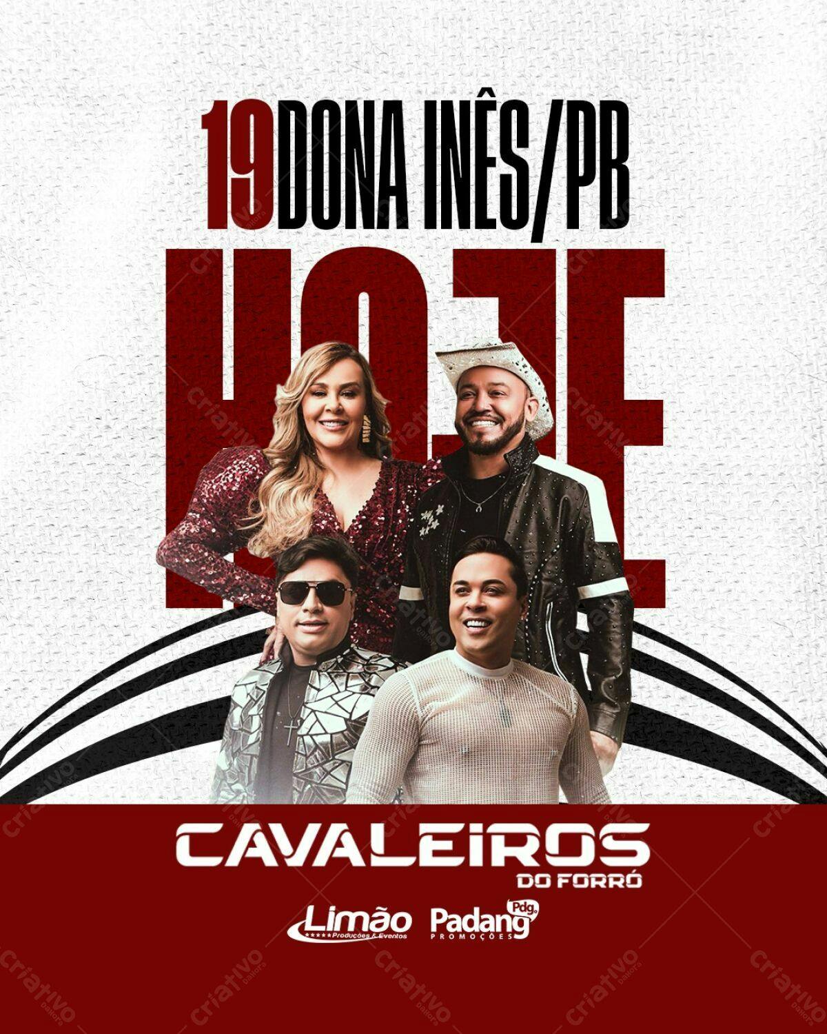 Flyer Show Cavalheiros do Forró em Dona Inês PSD Editável