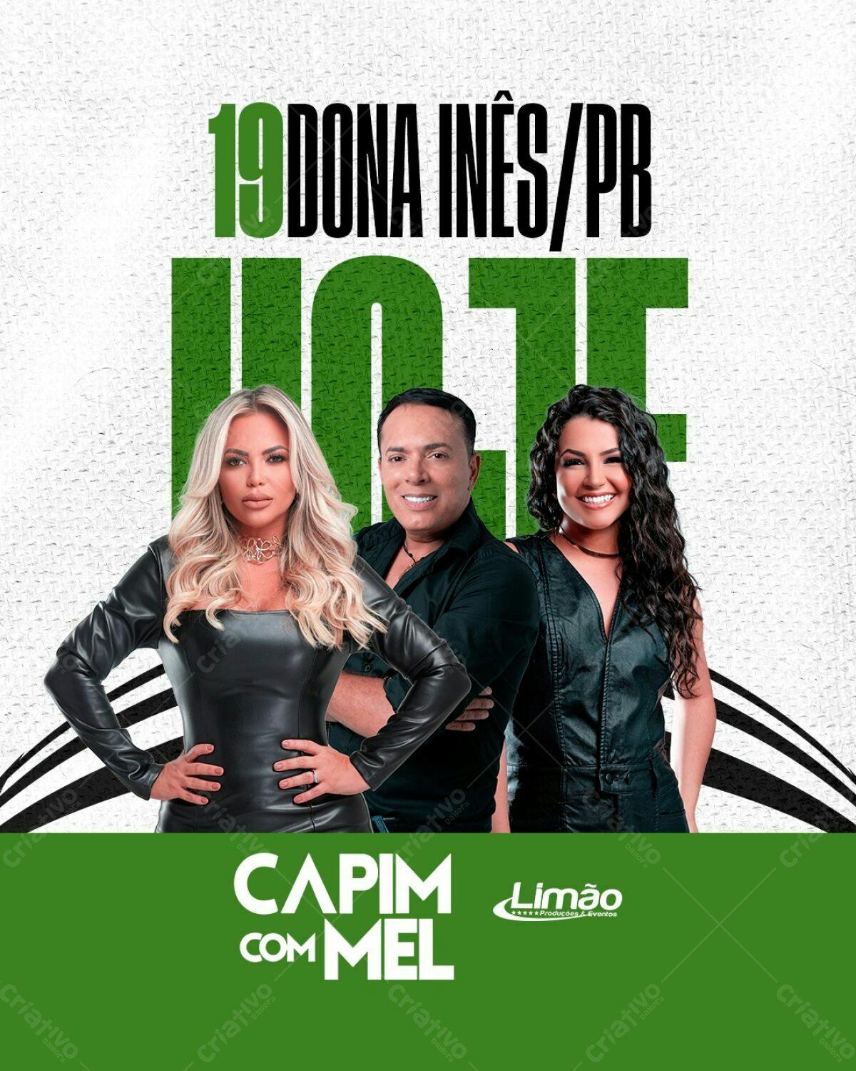 Flyer para Show Capim com Mel em Dona Inês PSD Editável