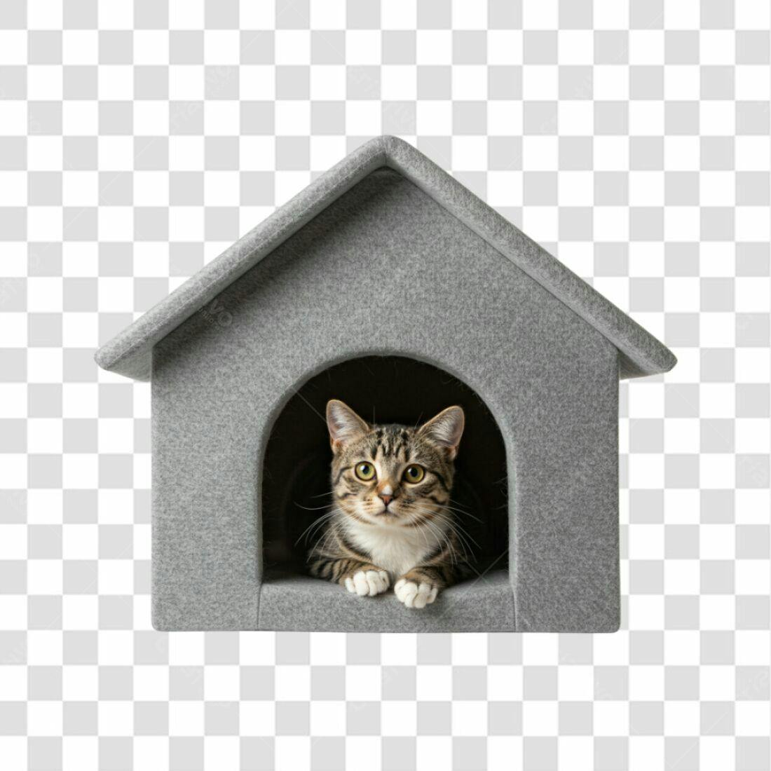 Icone Gato em Casinha Cinza PNG com fundo transparente