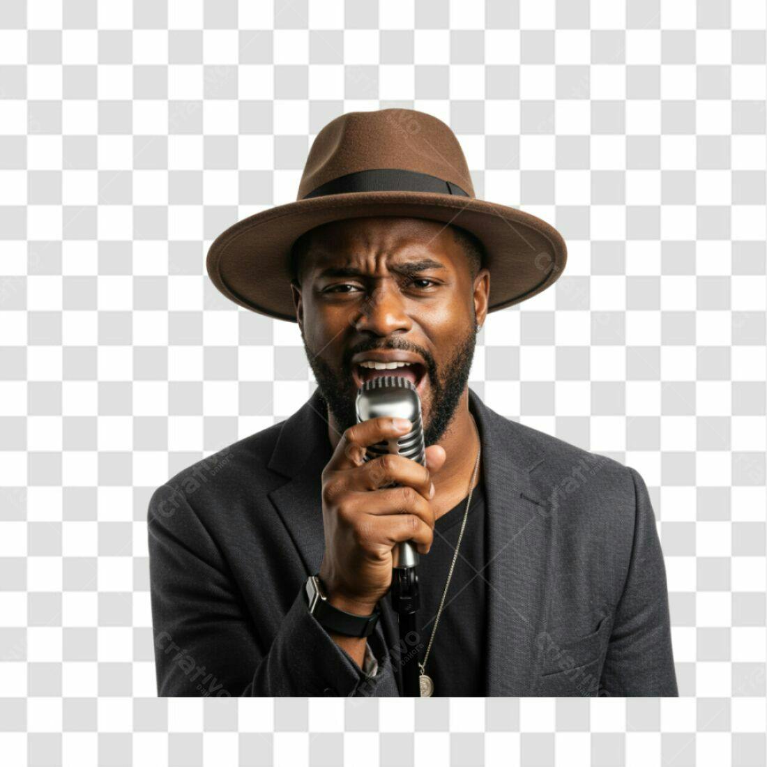 Icone Cantor Afro Americano PNG com fundo transparente