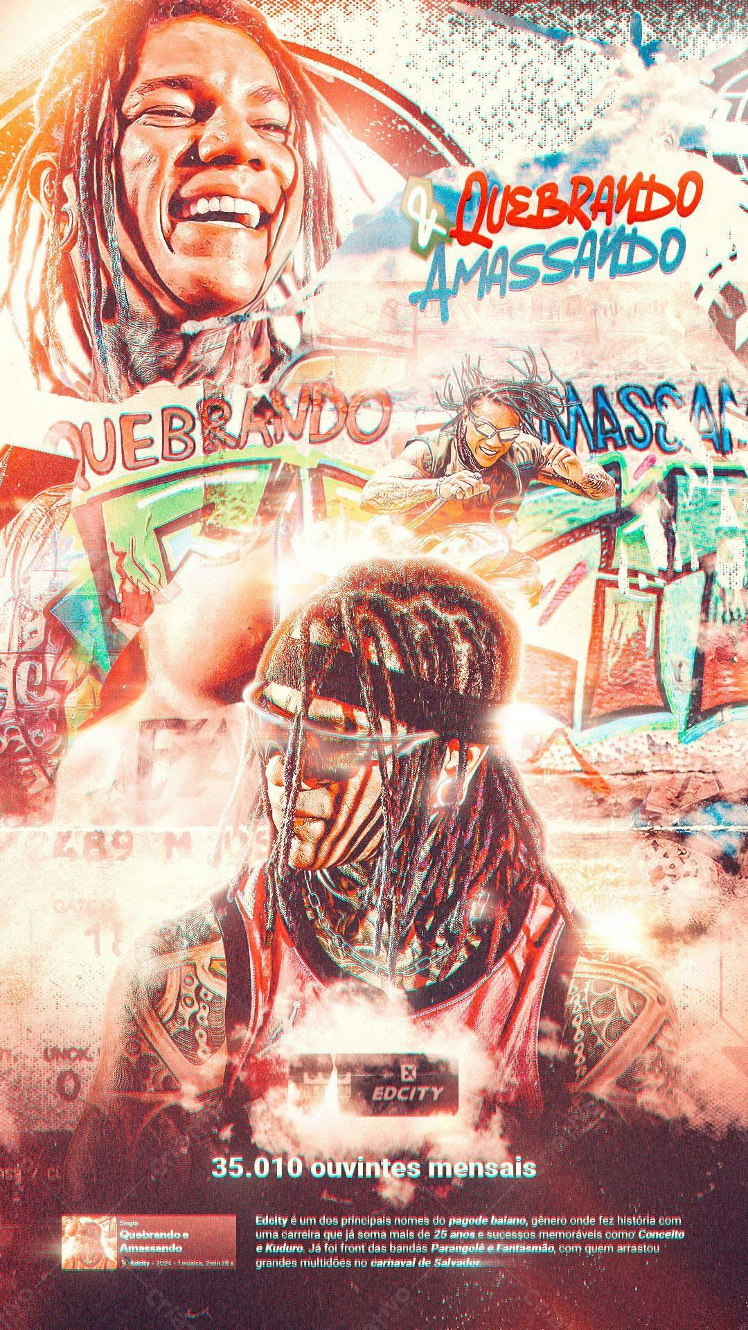 Poster Musical Edcity Quebrando e Amassando PSD Editável