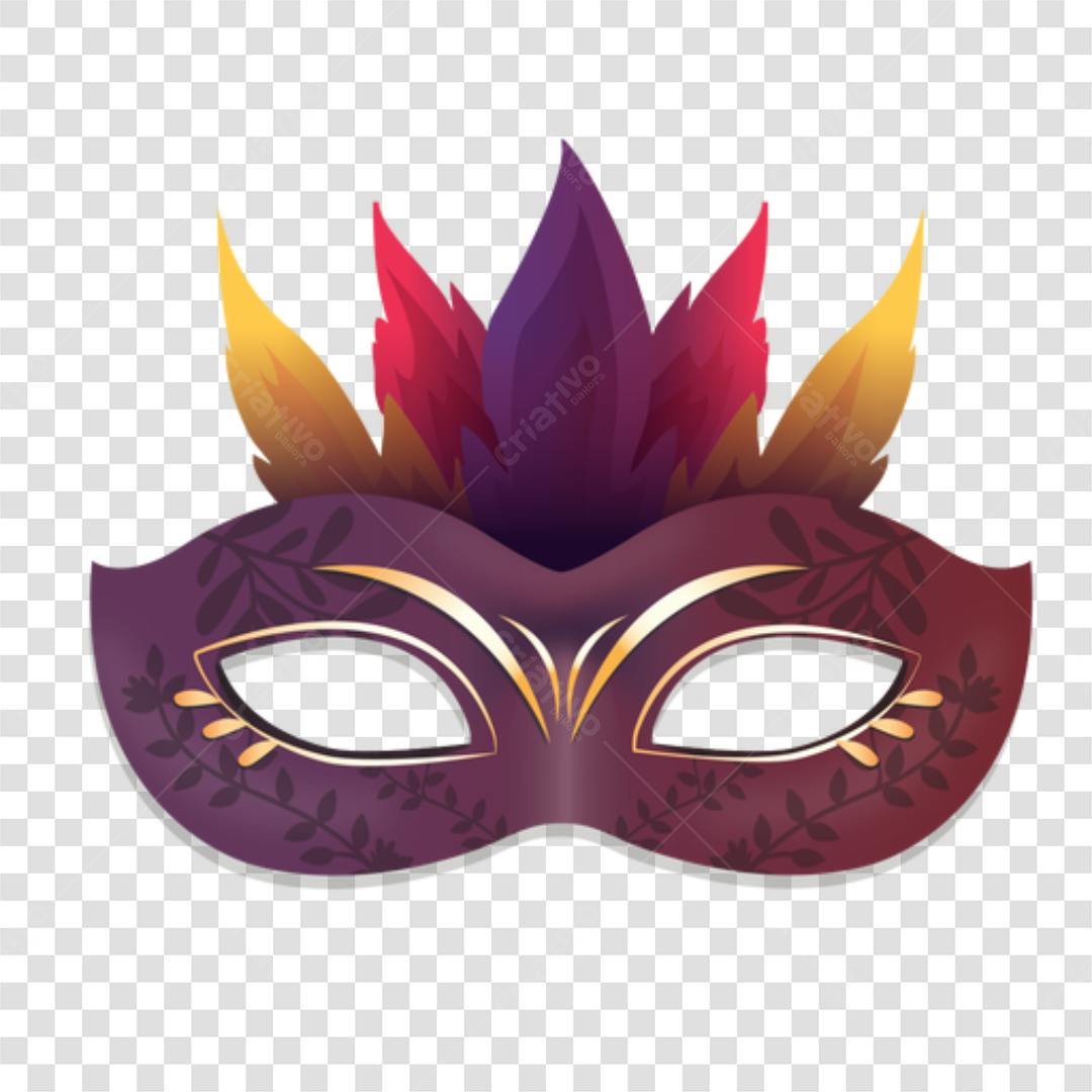 Máscara de Carnaval Roxa com Penas