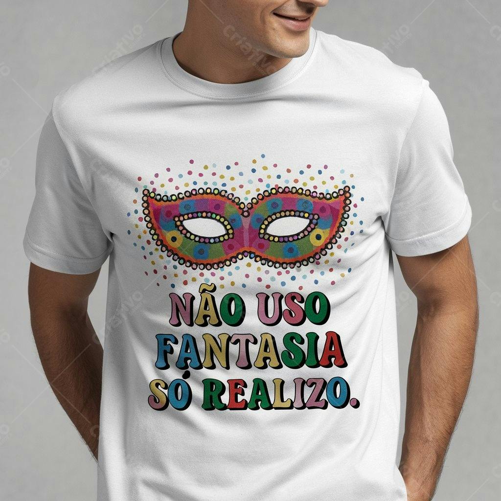 Camiseta Carnaval máscara colorida frase