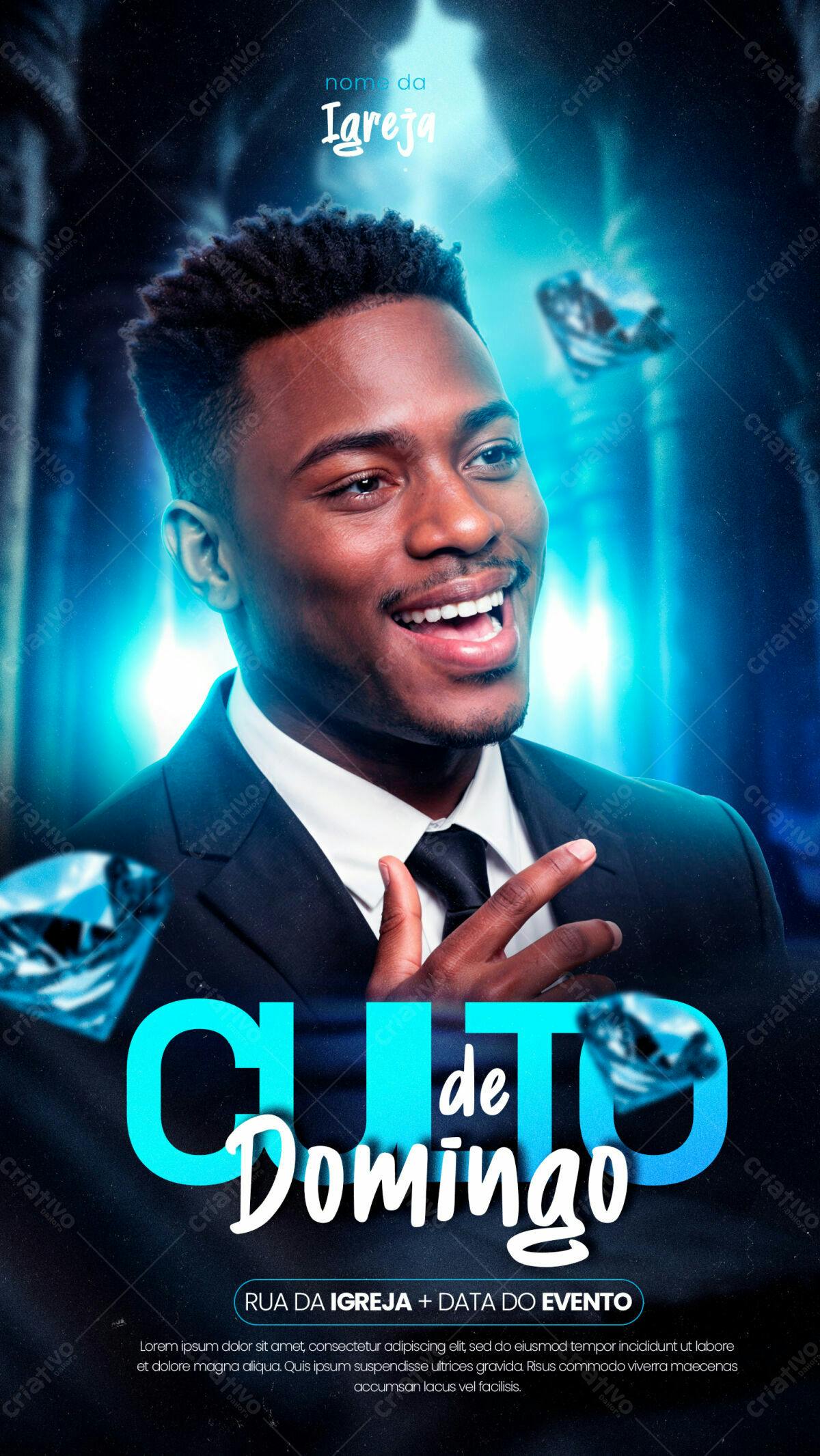 Flyer para Culto de Domingo PSD Editável