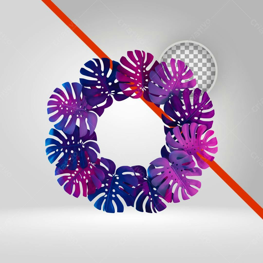 Moldura PNG com fundo transparente folhas tropicais